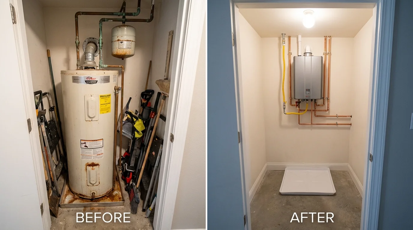Tank water heater versus wall-mounted tankless unit comparison for Ontario, OR homeowners